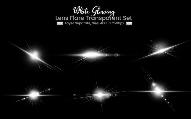 Destello de lente blanco con colección de luces de lente abstracta