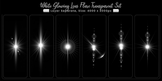 Destello de lente blanco con colección de luces de lente abstracta