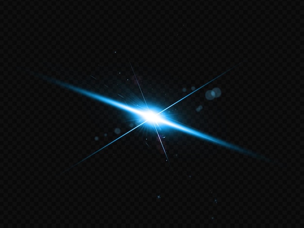 destello de lente efecto de luz azul sobre fondo transparente