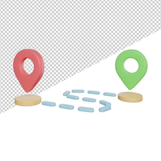 Destination Travel side view 3d icons rendering illustration on transparent background