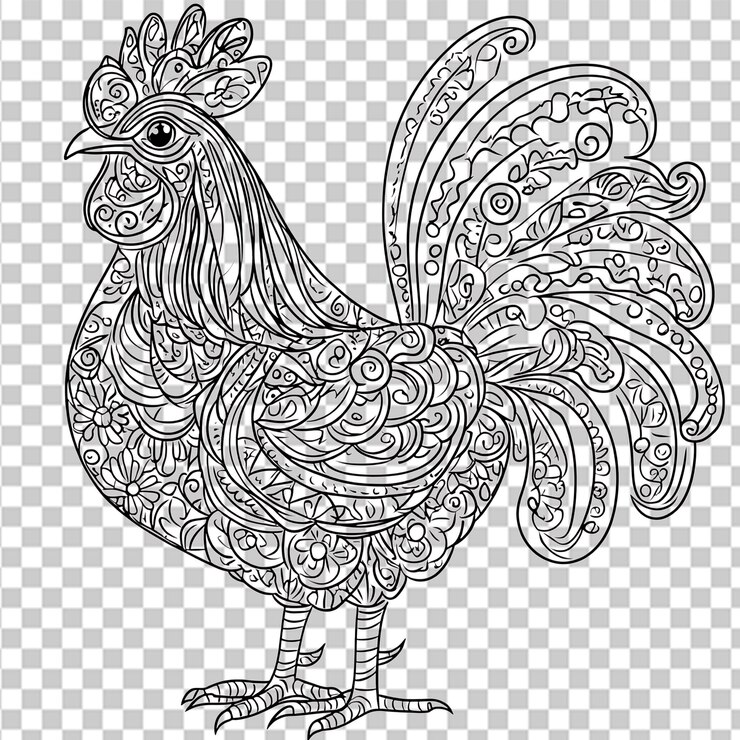 PSD detailed decorative rooster design