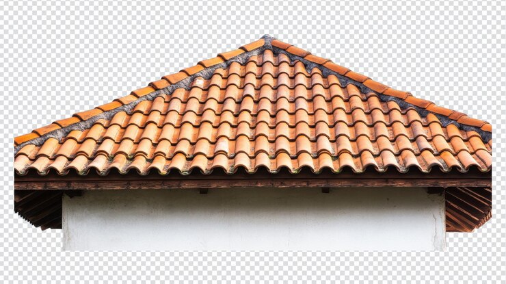 Detailed view of a traditional clay tiled roof showcasing vibrant colors in a sunny outdoor setting