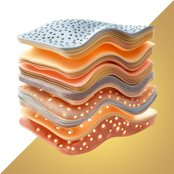 PSD detaillierte 3d-illustration der hautschichten und der anatomie
