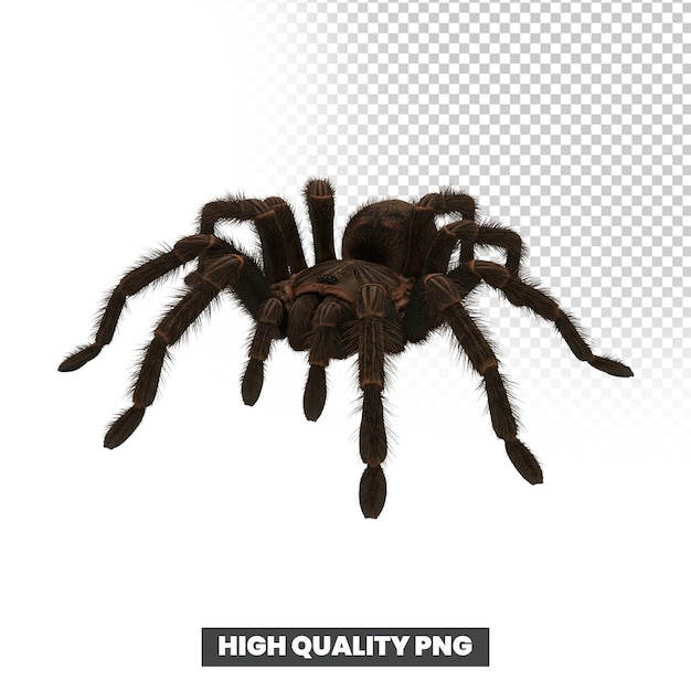 Detaillierte 3D-Rendering einer Tarantel, isoliert auf durchsichtigem Hintergrund