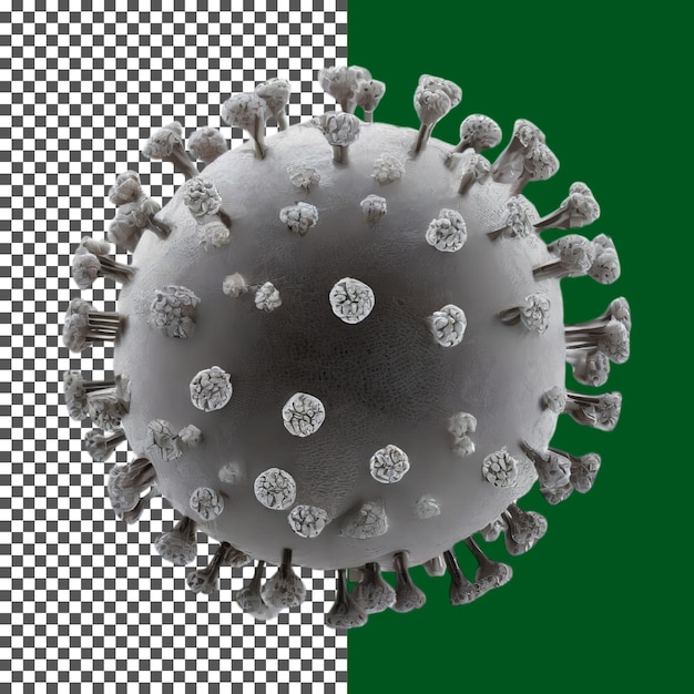 Detaillierte Ansicht der SARS-CoV2-Virusstruktur auf transparentem Hintergrund png psd