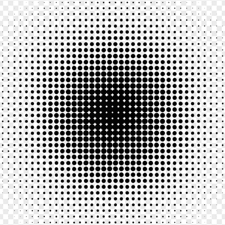 PSD detaillierter halftone-effekt isoliert auf durchsichtigem hintergrund für fotoeffekt