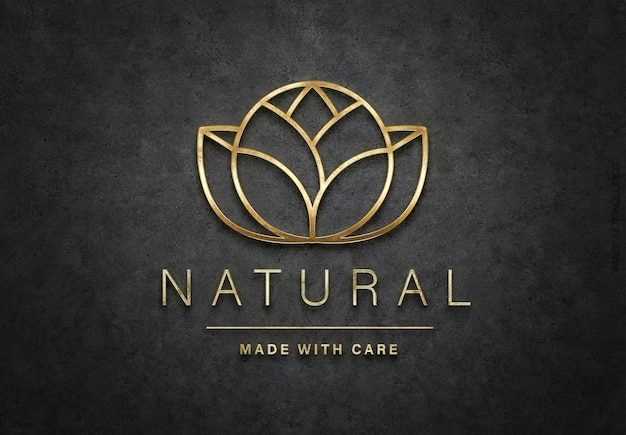 Detailliertes, texturiertes 3D-Logo mit glänzendem goldenem Logo