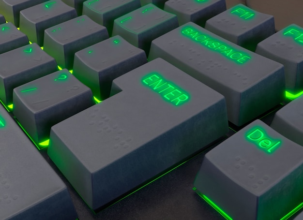 Detailní záběr návrhu mockupu klávesnice
