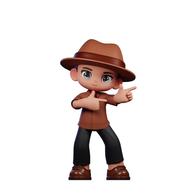 PSD el detective de 3d señala la postura izquierda
