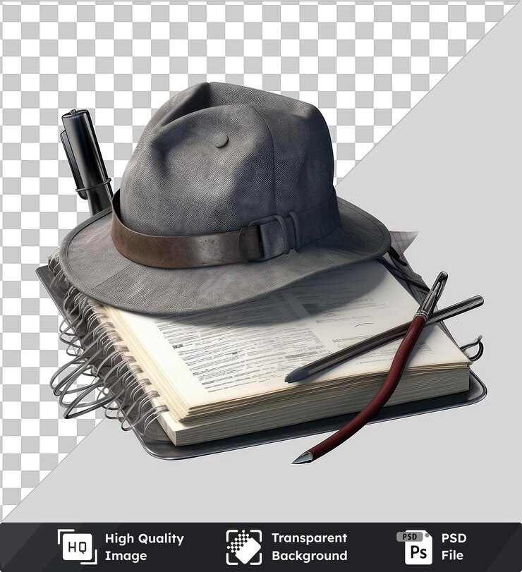 PSD detective fotográfico realista de psd transparente de alta calidad _ s sombrero de cuaderno