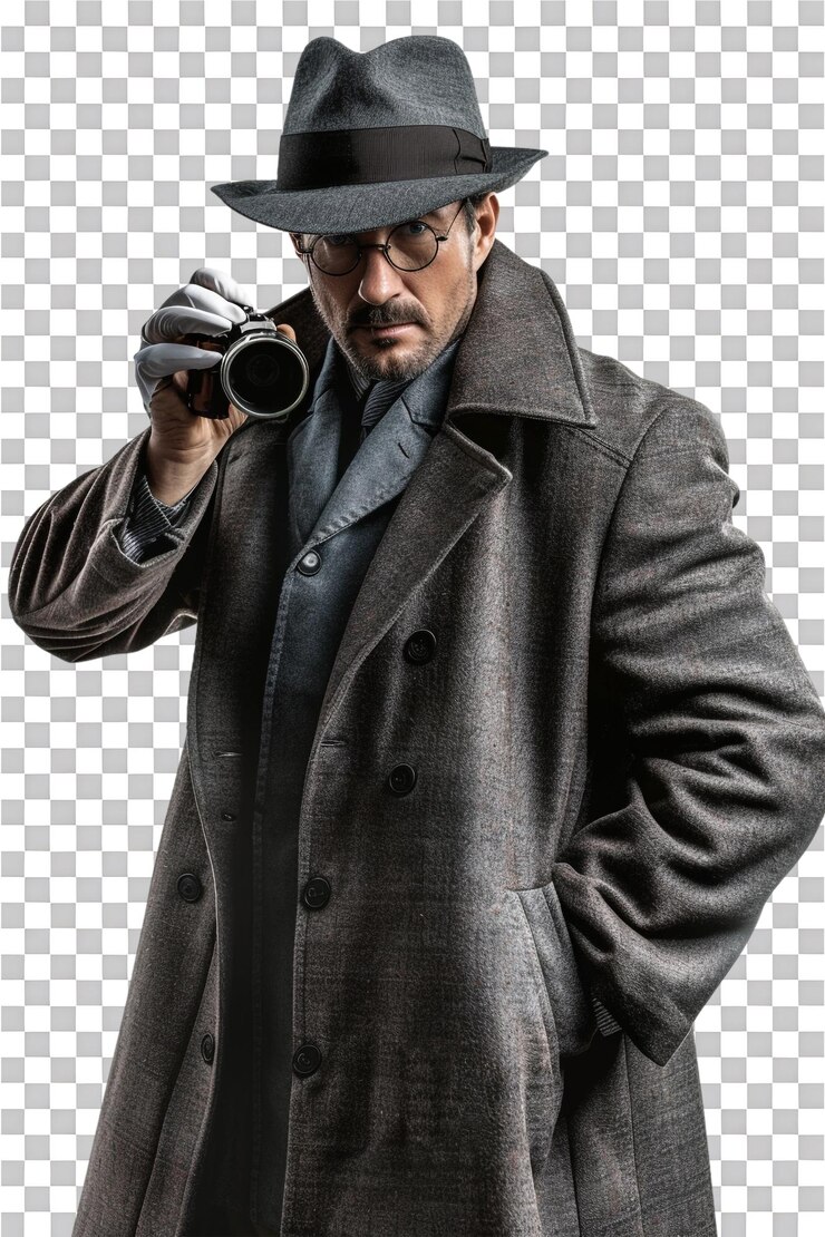 PSD detective sozinho em fundo transparente