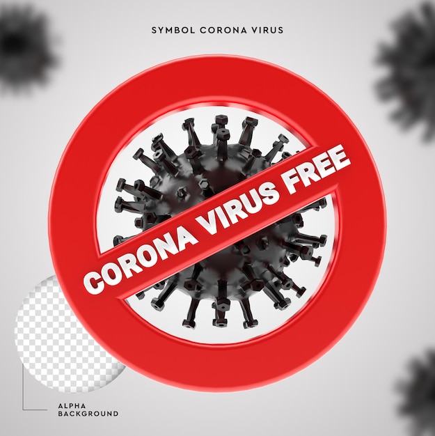 PSD detener la protección 3d del virus corona símbolo covid-19