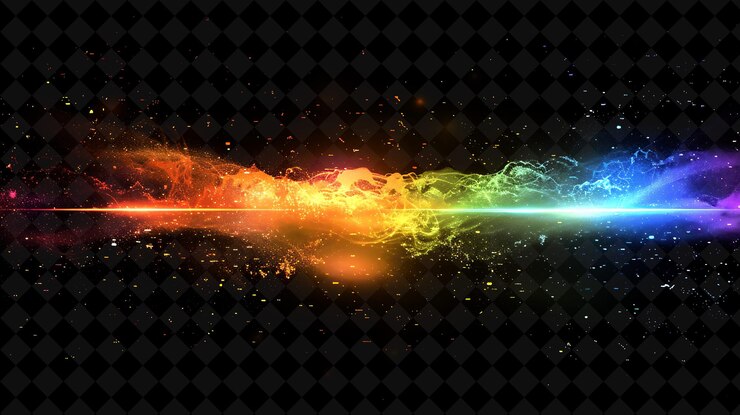 PSD detonación monumental con rayos prismáticos efecto de neón png de refracción colorida en fondo oscuro