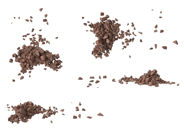 Detriti di roccia isolato sfondo trasparente rendering 3d