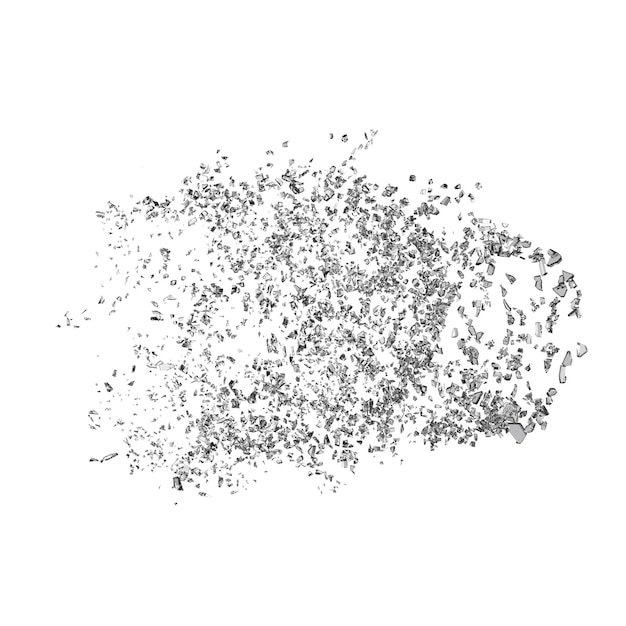 Detriti di vetro in frantumi isolato sfondo trasparente rendering 3d