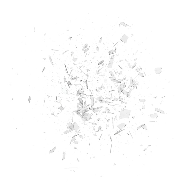 Detriti di vetro isolato sfondo trasparente rendering 3d