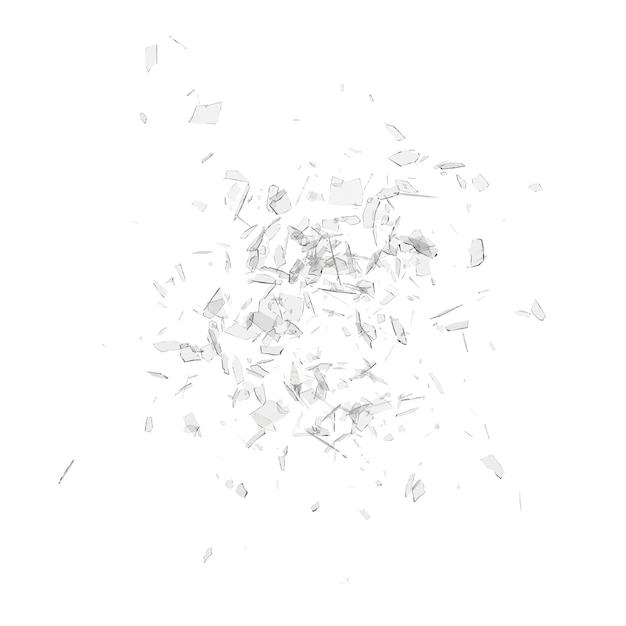 Detriti di vetro isolato sfondo trasparente rendering 3d