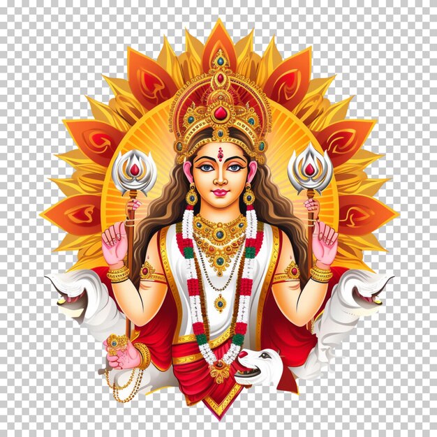 PSD deusa durga pooja e laxmi pooja diwali pooja festival hindu isolado em fundo transparente