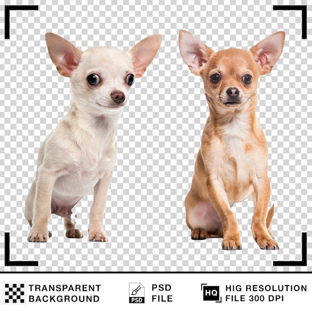 Deux adorables chihuahuas dans un studio avec un fond transparent