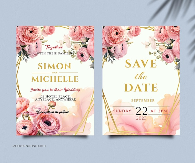 deux brochures avec des roses roses sur la couverture.