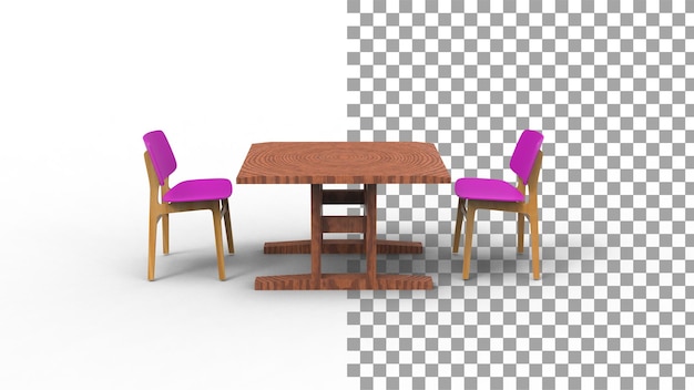 PSD deux chaises de café rose avec rendu 3d de l'ombre