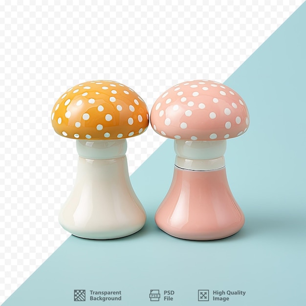 PSD deux champignons avec des pointes sur eux avec un fond bleu.