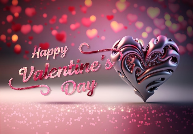 PSD deux coeurs roses avec maquette d'effet de texte pour la saint-valentin