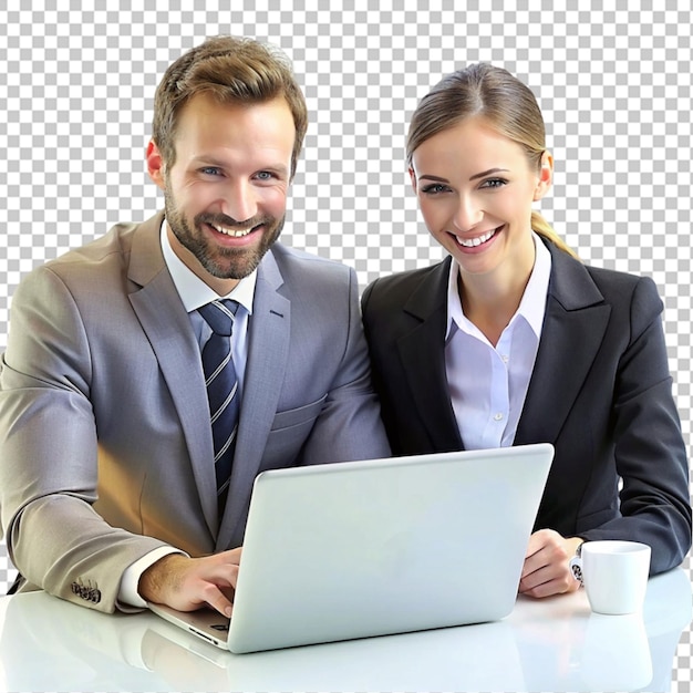 deux hommes d'affaires professionnels souriants qui parlent en png