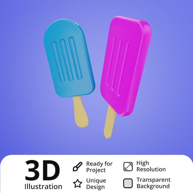 Deux illustration 3d de popsicle