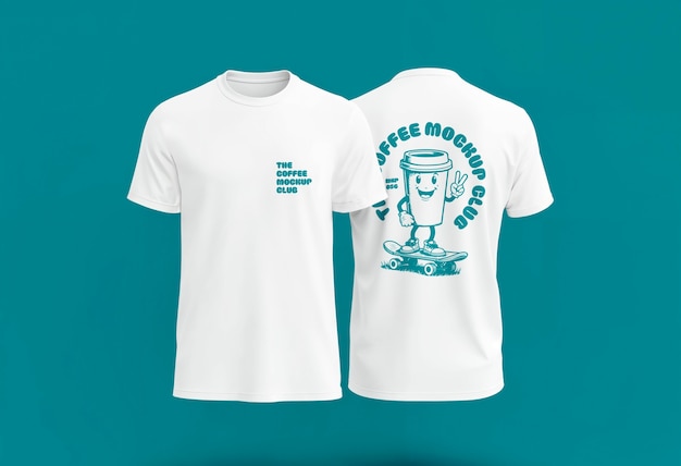 Deux t-shirts sur une maquette à fond blanc