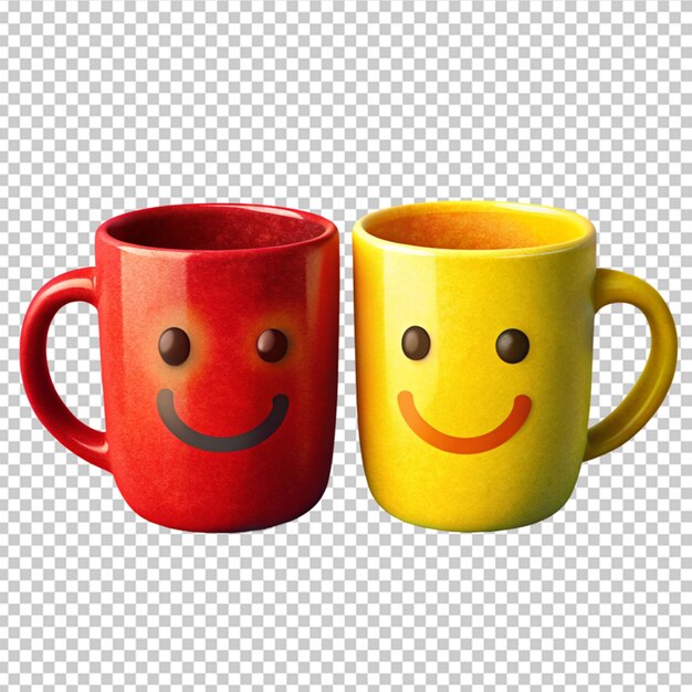 Deux Tasses Avec Des Visages Souriants