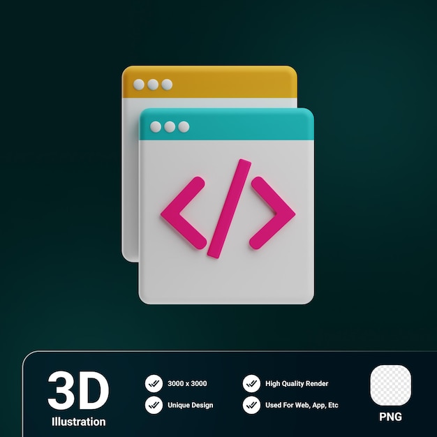PSD développement web de codage d'illustration 3d
