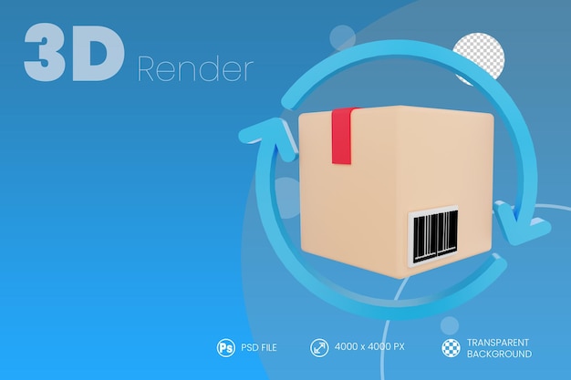 Devolver paquete 3D render fondo aislado