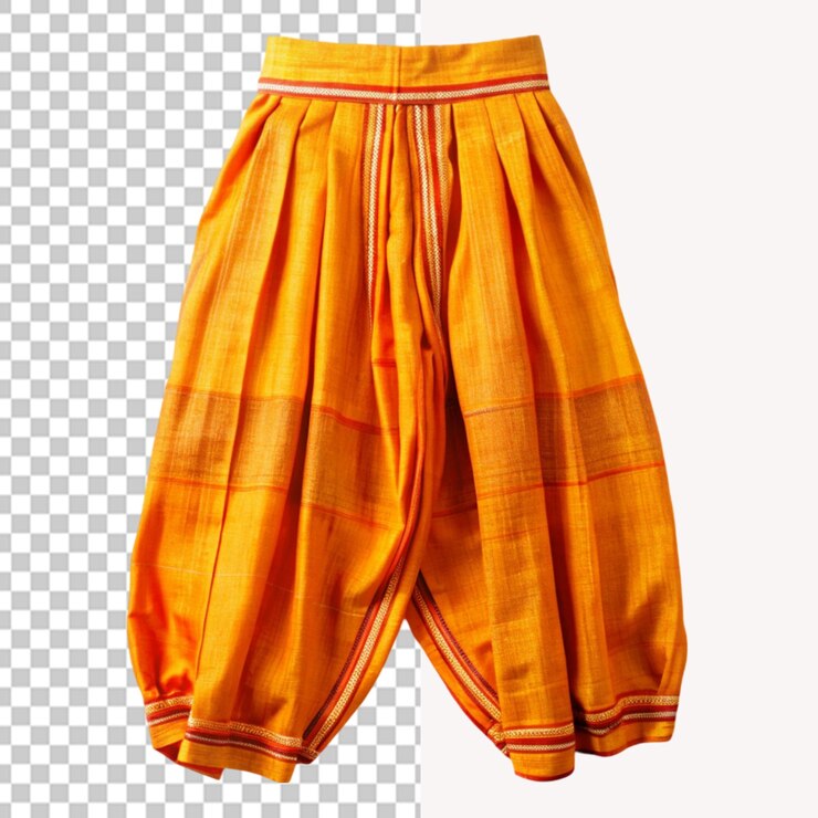 PSD dhoti de açafrão em fundo transparente