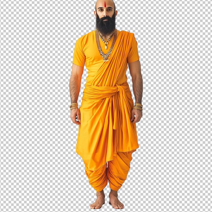 PSD dhoti de açafrão em fundo transparente