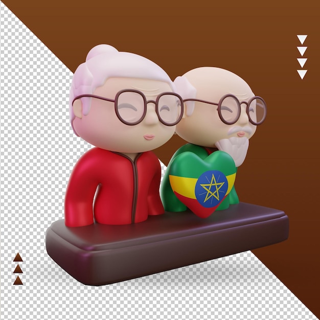 Día de los abuelos 3d amor bandera de etiopía renderizado vista izquierda