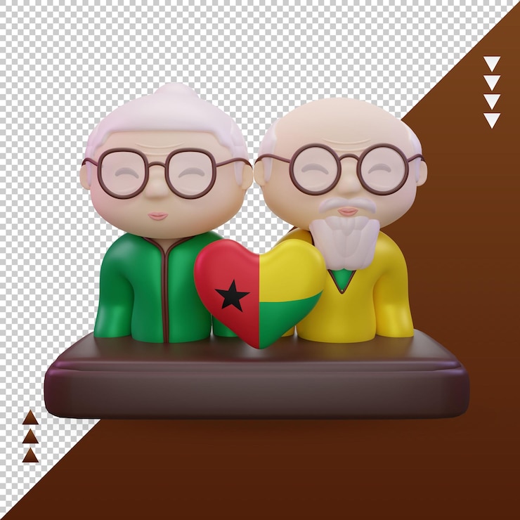 PSD día de los abuelos 3d amor bandera de guinea representación vista frontal