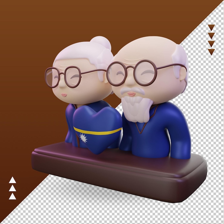 PSD día de los abuelos 3d amor bandera de nauru renderizado vista derecha