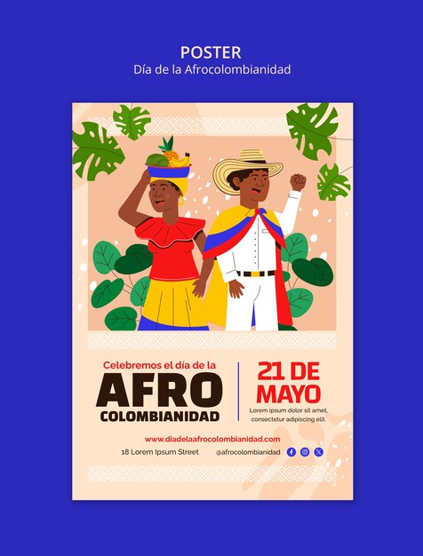 PSD dia de la afrocolombianidad diseño de plantillas