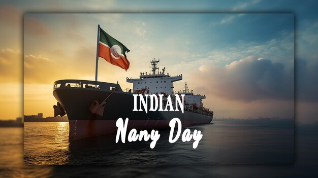 Día de la armada de la india con la bandera de la india