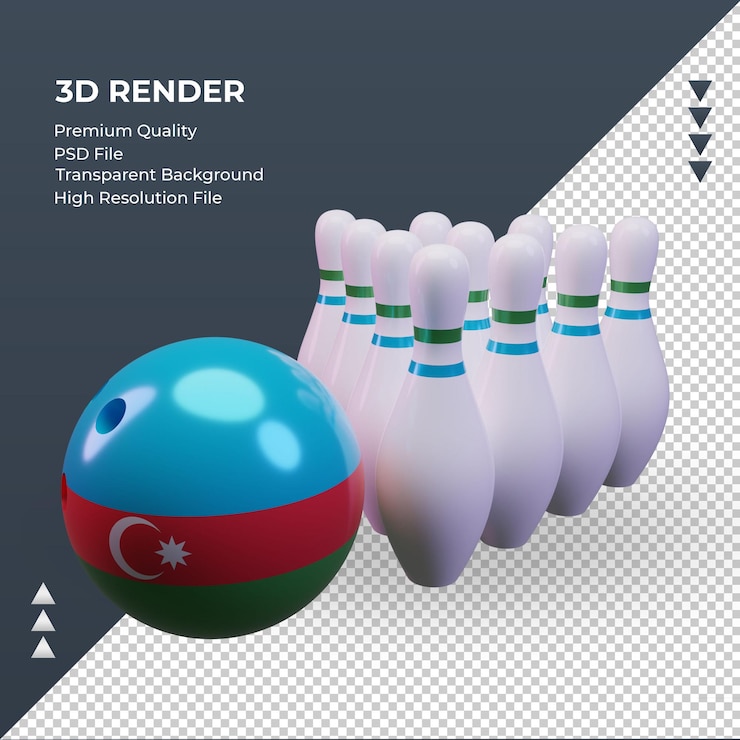 PSD día de bolos 3d bandera de azerbaiyán representación vista derecha