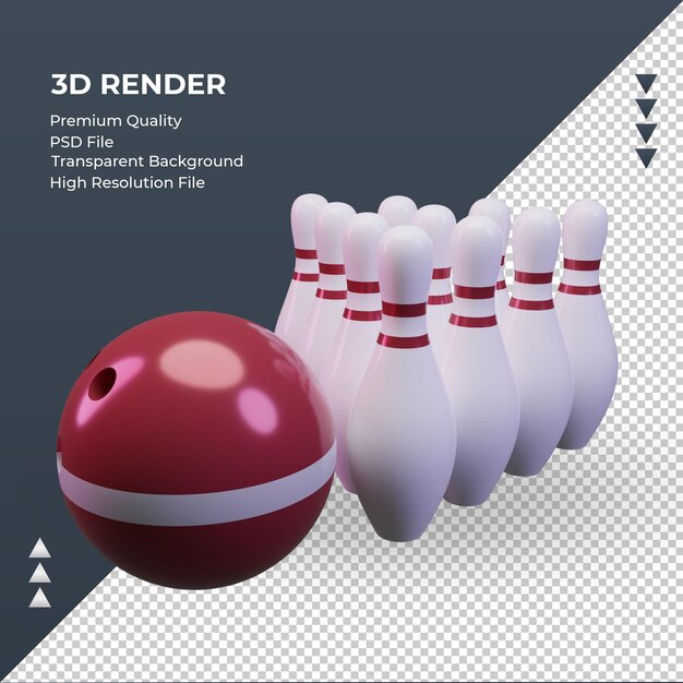 PSD día de bolos 3d bandera de letonia renderizado vista derecha