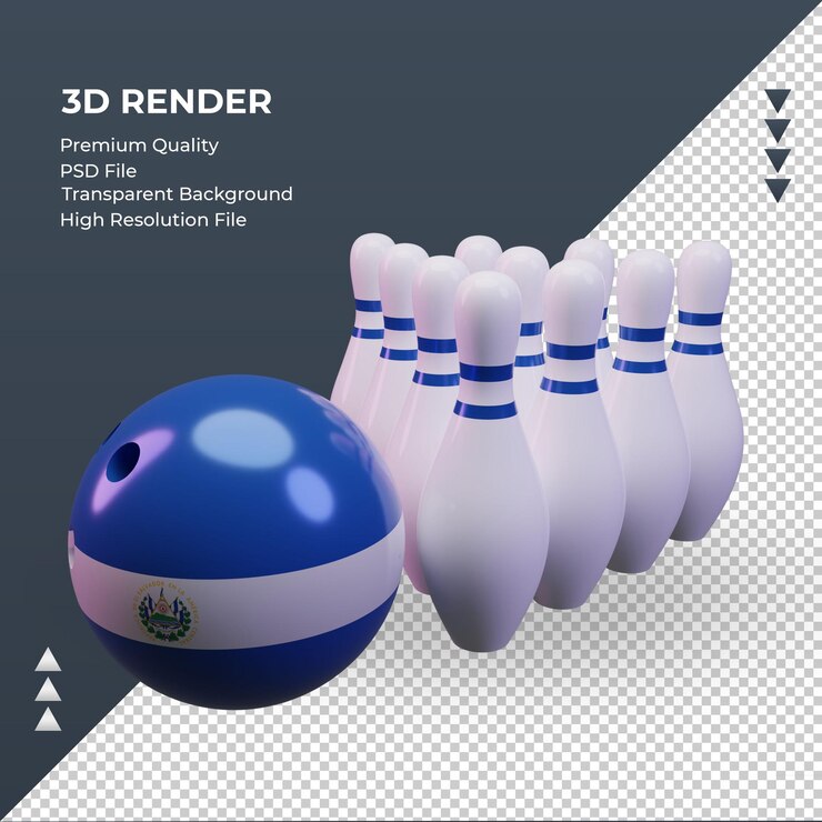 PSD día de bolos 3d bandera de el salvador renderizado vista derecha