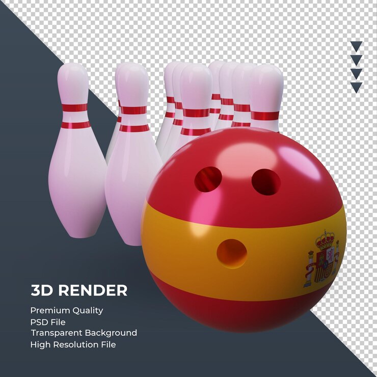 PSD día de bolos 3d representación de la bandera de españa vista izquierda