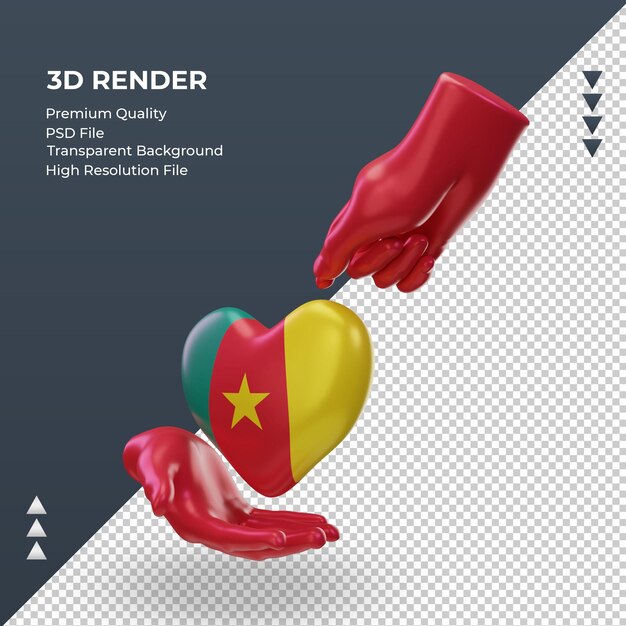 Día de la caridad 3d Bandera de Camerún representación vista derecha
