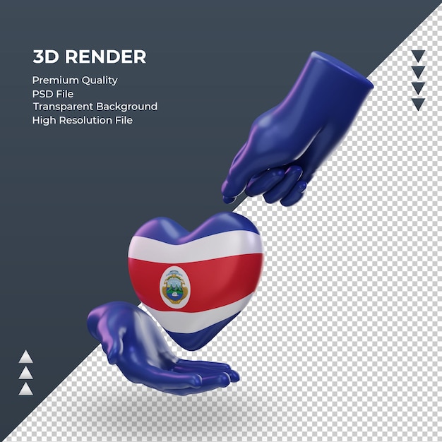 Día de la caridad 3d bandera de costa rica representación vista derecha