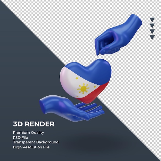 Día de la caridad 3d bandera de filipinas representación vista izquierda