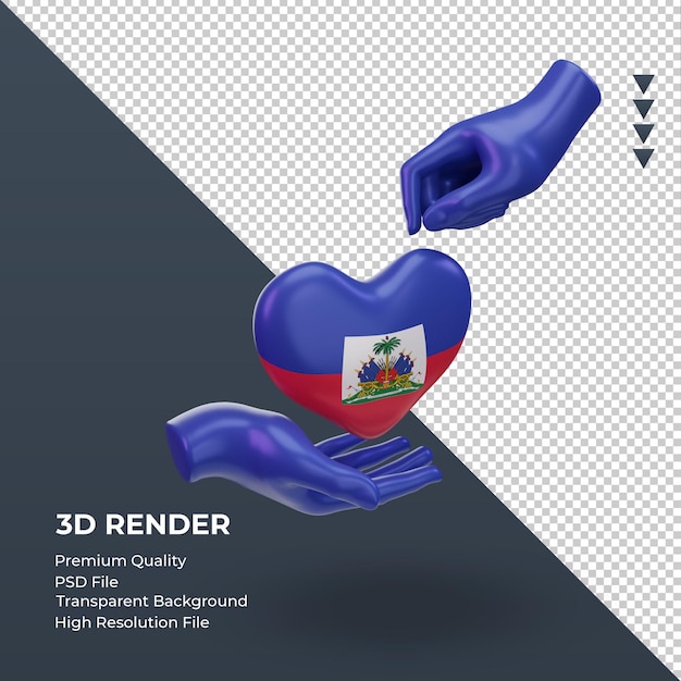 Día de la caridad 3d Bandera de Haití representación vista izquierda