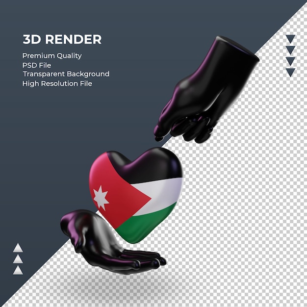 Día de la caridad 3d bandera de jordania representación vista derecha