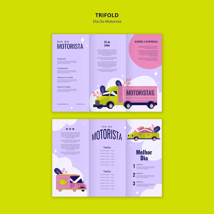 PSD el día de la celebración del motorista folleto triplo